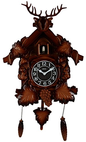 Image of Oreva AQ-4177 Plastic Pendulum Wall Clock with Cuckoo (36 cm x 12 cm x 40 cm, Brown)