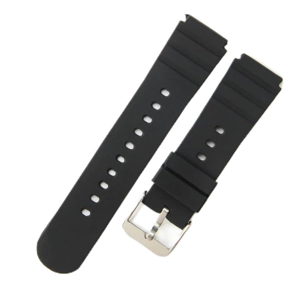 Silikon-Uhrenarmband, Silikon-Uhrenarmbänder, schwarz, wasserdicht, weiches Uhrenarmband, Silikon, Ersatz für den Außenbereich, antiallergisch, 21 mm Schnellverschluss-Ersatzarmband mit