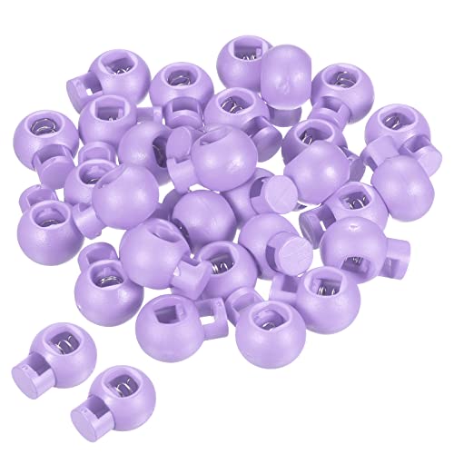PATIKIL Cord Locks, 30 Pack Ball Spring Toggle Stopper for Drawstring Bag Shoelaces Violet, 17x22mm