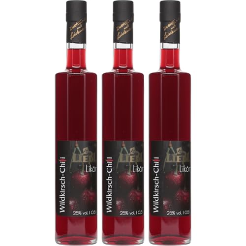 Liebl Wildkirsch Chili Likör Bayerischer Wald Deutschland inkl. FeinWert E-Book (3 x 0.5 l)