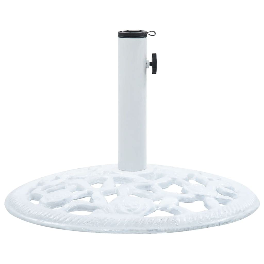 Socle de Parasol Blanc 12 kg 48 cm Fonte,Pied De Parasol,Pied De Parasol Lourd,Pied De Parasol sur roulettes