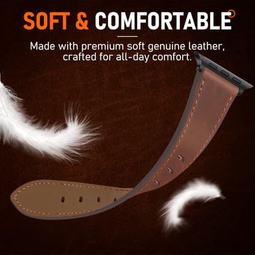 Image of Genuine Leather Watch Band Men Compatible with Apple Watch