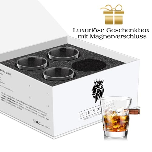Foto von Kollea Bullet Shot Gläser 4er Set, 2-Unzen Crystal Whiskey Gläser Mit .308 Bullet, Geschenke Für Männer Zu Weihnachten, Vatertag, Geburtstag, Jahrestag, Hochzeit, Ruhestand
