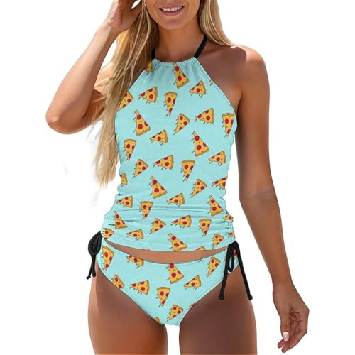 Womens Two Piece Swimsuits Retro Floral Tummy Control Bathing Suits Ladies Ruched Swimwear with Soft Bikini Panties