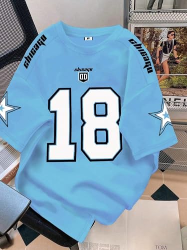 Image of SXV STYLE Chicago Sports Jersey, Number 18, Black with Red Graphics, Short Sleeve T-Shirt
