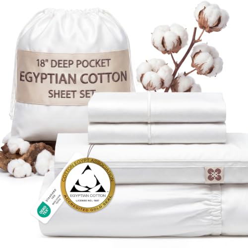 Image of Bedsure PureWoven 100% Giza Egyptian Cotton Queen Sheet, CEA & BV Certified