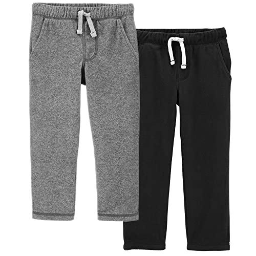 Carter's Baby Boys' 2-Pack Fleece Pant (7, Grey/Black) - Main Image