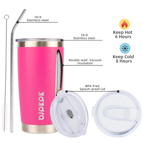  BJPKPK Insulated Tumblers With Lid And Straw 20 oz Travel Coffee Mug Cup, Pink
| Global Recycled Standard BJPKPK Insula