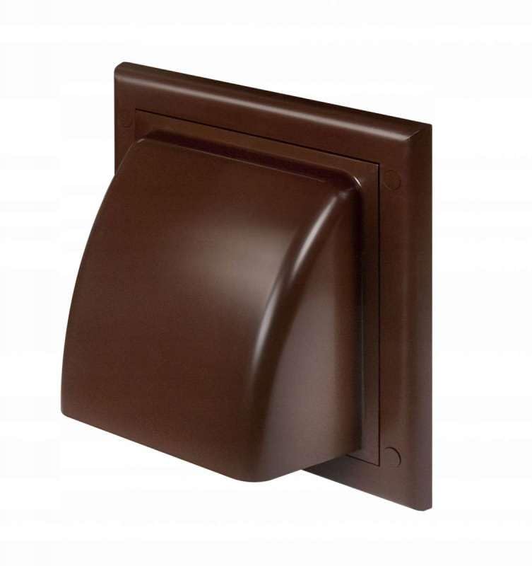 Brown Ducting Cowled Gravity Flap 150mm / 6" Outlet Cowl Air Vent Grille with Non Return Valve / Backdraft Shutter KO150-30BR