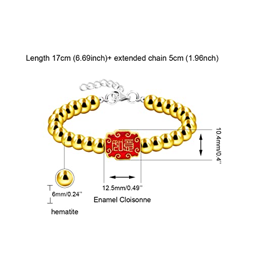 Image of Uloveido Ancient Chinese Symbol Blessings Ruyi Bracelet Auspicious Good Luck Gifts Adjustable Hematite Bracelets for Daughter Son