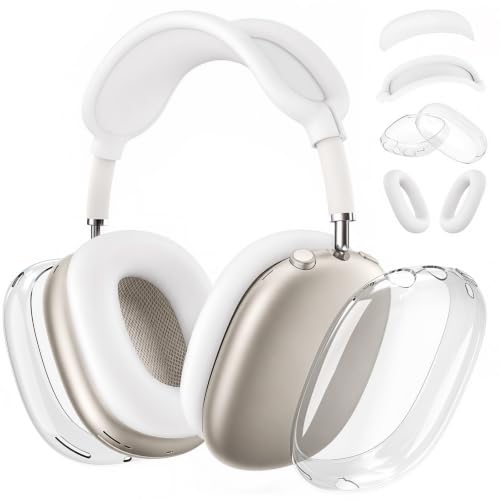 Image of Case Cover for AirPods Max Headphones, Silicone Clear Soft TPU Ear Cups Cover /Ear Pad Case Cover /Headband Cover for AirPods Max 2 /1(2026 /2024 /2020),Transparent Accessories for Apple AirPod Max 2,White