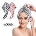 Produktbild Mikrofaser-Handtücher zum Trocknen von Haaren, schnell trocknend, super saugfähig und weich, nass/lang/lockig/dickes Haar mit Haarbändern (2+5er-Pack)