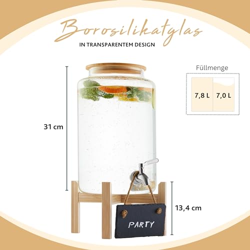 Distributeur de boisson avec robinet et 6 verres Sänger