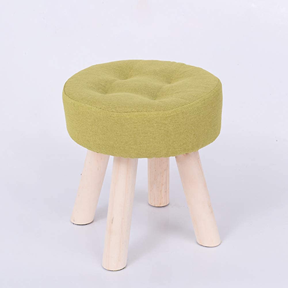 Pouf ottoman repose-pieds en tissu avec 4 pieds en bois massif pour salon