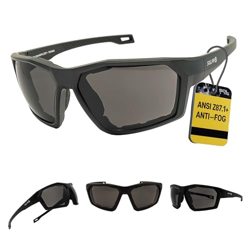 SOL PRO Anti-Fog Safety Sunglasses, UV 400, Wrap Around Design, Foam Padding,...