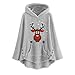Produktbild INLLADDY Hoodie Damen Pullover Plüsch Elch drucken Top Lockerer Saum Lange Ärmel Weihnachten Pulli Frauen T-Shirt Grau L