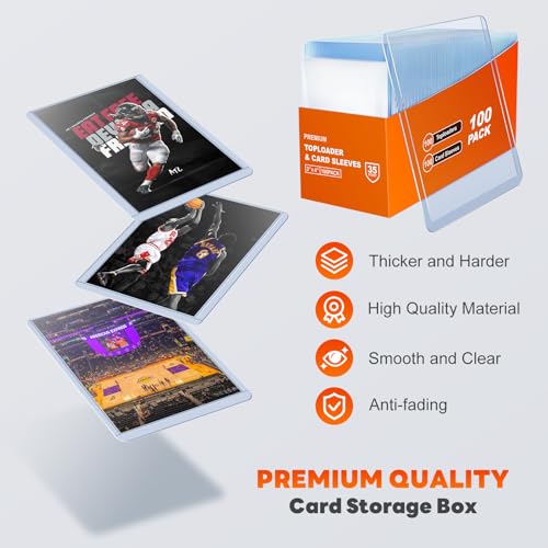 Wcakby toploader 200 Stück Karten Hüllen, 3X4 Hartkartenhüllen, Sammelkartenhüllen passend für MTG, Sammelkarten, Sportkarten (100 Hartkartenhüllen &100 Transparente Kartenhüllen)
