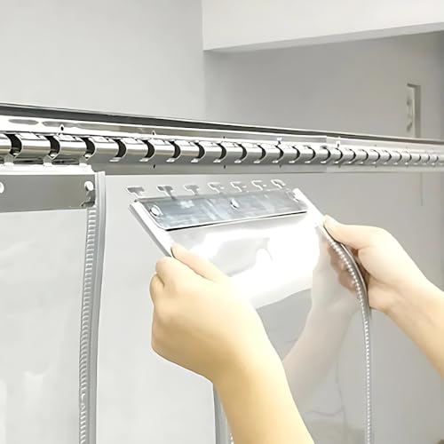 Image of Qlarity Covers 2mm Thick PVC Magnetic Curtain Strips 36 Inch(20X16) 2pcs Hanger X 108 In Long | 3 Strips, 8.5 In Vinyl Auto Closing Insulated Magnetic Curtain | For Home, Shops,Warehouses(Transparent)
