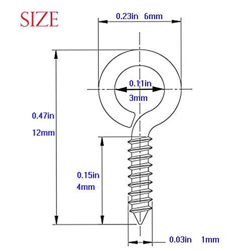 Image of 300 Pcs Small Eye Screws 6 x 12mm Mini Screw Eye Pin Peg Self Tapping Screws Hooks Ring for Arts Crafts Projects (YJY0)