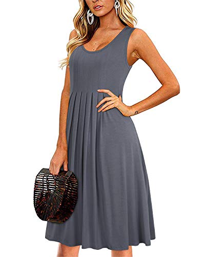 Image of KILIG Women Soft Casual Beach Sundress Floral Pleated Vintage Tank Dress 2026