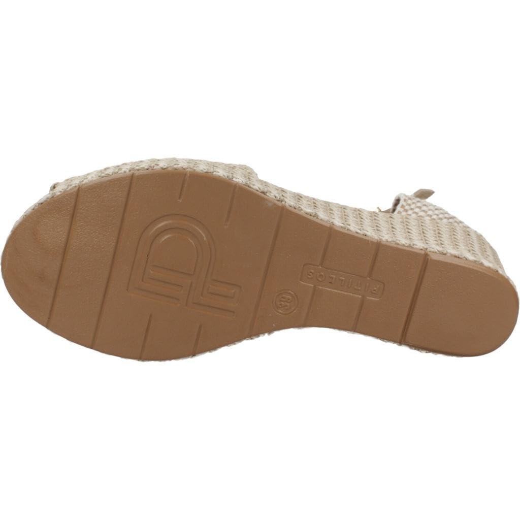 PITILLOS - Sandalia con cuña de esparto,suela de goma,planta de gel,yute,dedos cubiertos,tira con hebilla, para: Mujer