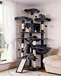 Hey-brother Cat Tree, 71 inches XL Large Cat Tower for Indoor Cats, Multi-Level Cat House with 3 Padded Perches, Big Scratcher, Cozy Basket, 2 Cat Condos and Scratching Posts, Smoky Gray MPJ034G