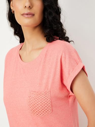 Image of Max Women Cotton Blend Solid Regular Fit T-Shirt