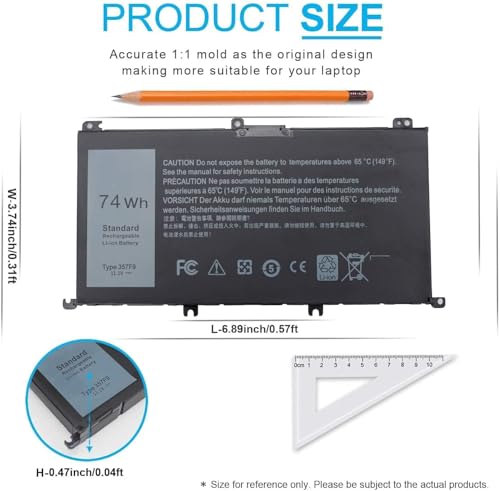 Image of 74Wh 357F9 Battery for Dell Inspiron 15 7000 Gaming 15 7559 i7559 i7559-5012GRY 7557 i7557 i5577-7342blk-pus 5577 7567 5576 7566 INS15PD Series P65F P65F001 P57F 71jf4 071jf4 0GFJ6 0357F9 (357F9)