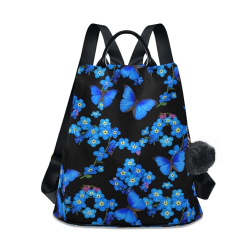 Sac à dos grande capacité femme tendance motif fleurs bleues