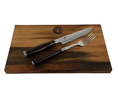 Juego de Cubiertos para Carne con Tenedor y Tabla de Cortar Maciza de Madera de Barril Kai Shun Premier Tim Mälzer
