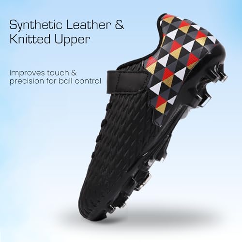 Soccer Cleats for Kids & Youth | Lightweight Football Shoes for Firm Ground | Durable Girls & Boys Soccer Cleats with Non-Slip Sole | Comfortable Soccer Boots | Unisex Size 11-64