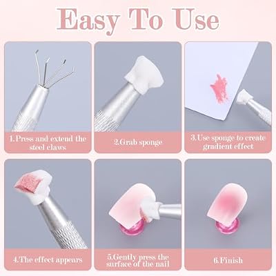 300PCS Nail Sponges for Ombre with 2PCS Grabbing Pen, Professional Ombre Nail Sponge Soft Nails Art Sponges With Grabbing Pen Nails Tech Must Have Manicure Supplies for Salon & Home Use