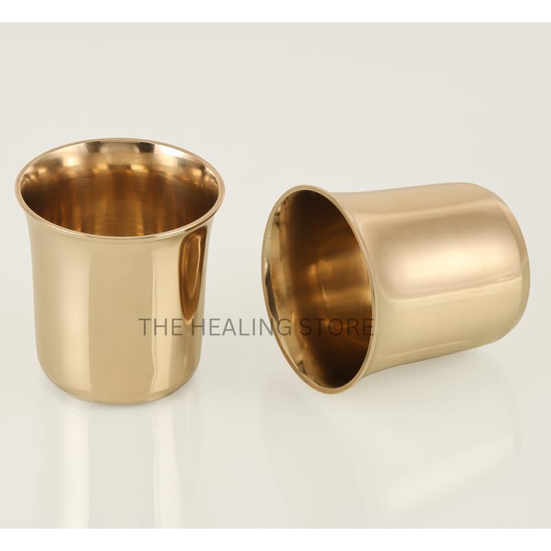 Image of THE HEALING STORE Bronze Kansa Glass, 200 ml Capacity, Gold, Medium Size (Antique)