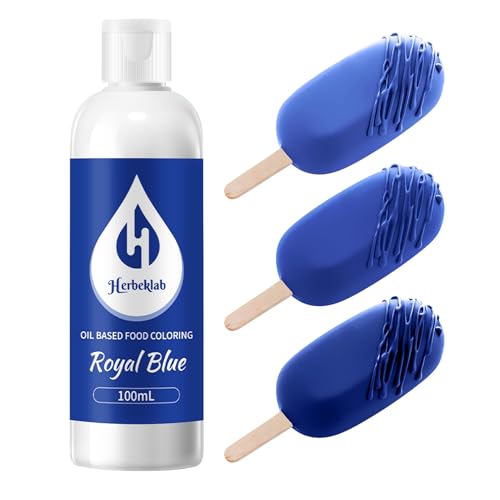 Image of Royal Blue Oil Based Food Coloring for Chocolate - Herbeklab 100ml Professional Concentrated Oil Food Dye for Candy Melts, Chocolate, Cake Pops, Strawberries & Baking