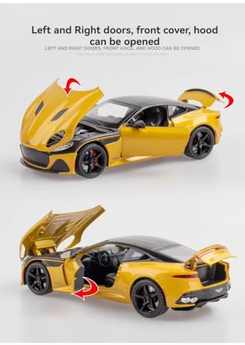 Image of 1:22 Scale Big Aston Martin DBS Metal Pullback Diecast Car for Kids with Openable Doors, Sound, Light Effects Toy for Car Enthusiasts, Green