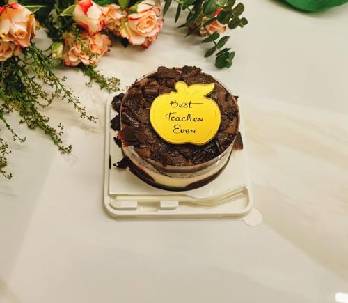 Set of 20 Best Teacher Ever Apple,Engraved Mirror Cupcake Disc