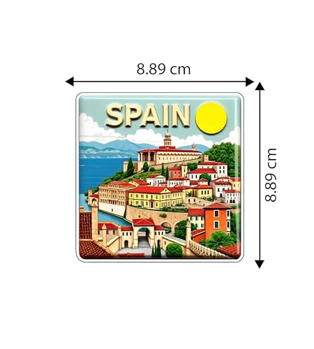 Image of Gift Me Bazar Country Fridge Magnet for Home Kitchen Refrigerator Door Stylish Decor Multicolored Souvenir Gift | Country Theme MDF Wooden Fridge | Souvenir Travel Magnets (Spain Fridge Magnet)