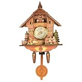 Comebachome Orologio a cucù Orologio decorativo retrò in legno A forma di fattoria vintage e funzionamento batteria Decorazione per la casa per soggiorno, studio e camera dei bambini, cuculo, parete
