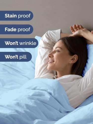 Image of Duvet Cover Queen Size - Soft 3 Piece with Zipper Closure - Sky Blue