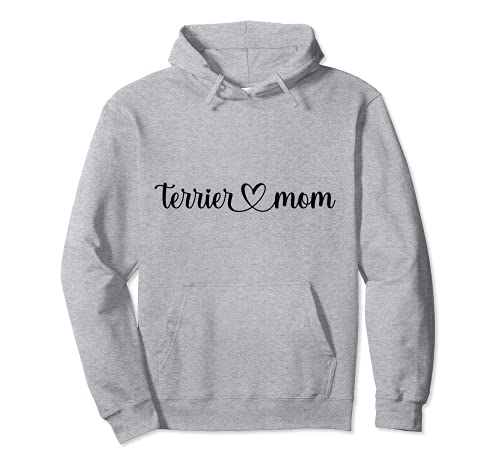 Dog Love Heart Terrier Mom Pullover Hoodie, Grey, S