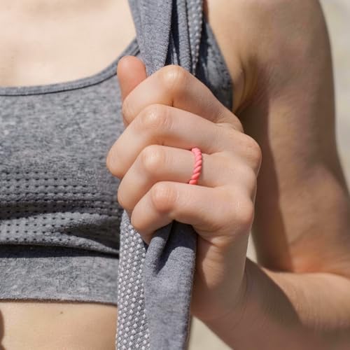 Image of Egnaro Women's Silicone Anniversary Rings, 2.5mm Wide 1.8mm Thick Stackable Rubber Wedding Band, Thin Stylish Comfort Fit Silicone Ring for Nurse, Workout, Work, Pregnancy, Travel, Daily Gift