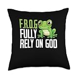 Faithful FROG Design - Fully Rely on God Symbolic Art Throw Pillow