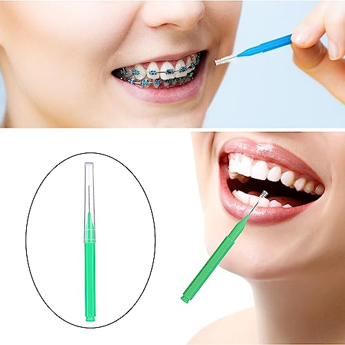 Image of Patelai 100 Pcs Braces Dental Brushes,Black, Blue, Green,Mixed Size