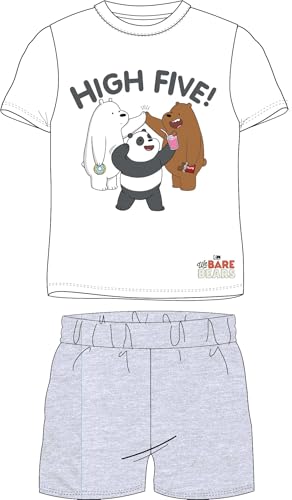 eplusm Bears Schlafanzug für Jungen - Kinder Pyjama Set Kurzarm Jungen Schlafanzug pjs Sommer 134-164 cm Kinder nachtwäsche T-Shirt und Shorts (DE/NL/SE/PL, Numerisch, 164, Regular, Weiss)