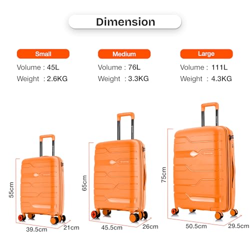 Image of Nasher Miles Paris Hard-Sided Polypropylene Spinner Check-in Luggage Orange 28 Inch |75Cm 8 Wheels Large Trolley Bag for Travel | Suitcase