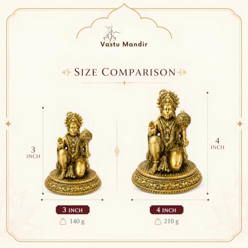 Image of Brass Hanuman Ji Idol, Vastu Remedy for Strength (4 Inch, 210 g)