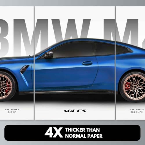 Image of Funk You Store BMV M4 Poster Split Design BMV Car Posters | 3 A3 Sized Cars Poster for Wall | Large Size (89 x 42 cm) Sportscar Wall Decor | M4 CS Car Posters for Room | Supercar (B 026)