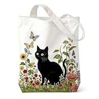 Unique Design: The bag features intricate patterns of black cats, sunflowers, butterflies, and foliage, rendered in a fresh and soothing style. This distinctive motif appeals to cat lovers while exuding a natural, bohemian aesthetic. Its originality ...