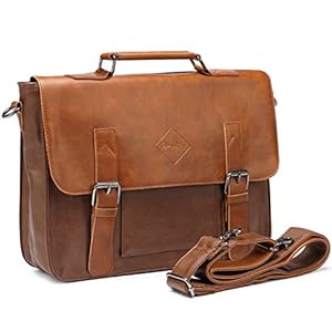 Vintage Pu Leather Briefcase Shoulder Business Laptop Messenger Bags Tote – Light Brown