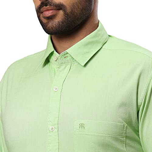 Image of Raymond Men's Pure Cotton Solid Pattern Slim Fit Regular Collar Full Sleeve Casual Shirt